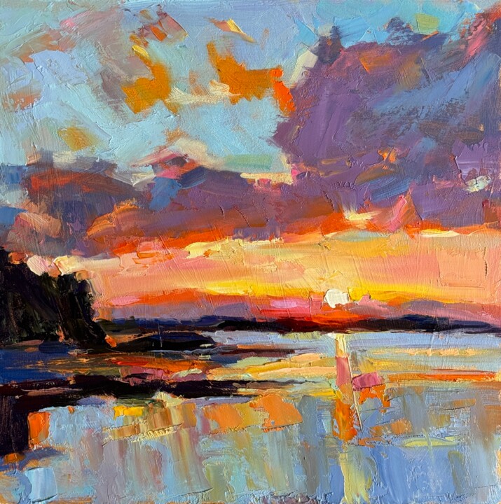 Ζωγραφική με τίτλο "Sunset Symphony" από Daria Zavadenko, Αυθεντικά έργα τέχνης, Λάδι