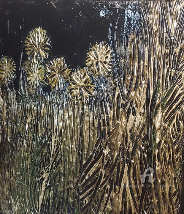Painting titled "Dandelion Dream" by Jelena Stojkovic Miric, Original Artwork, Acrylic