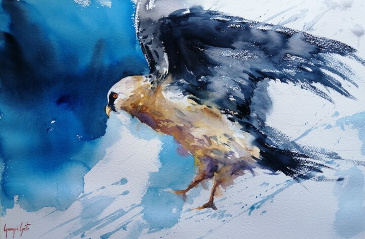 Painting titled "Gypaetus barbatus" by Giorgio Gosti, Original Artwork, Watercolor