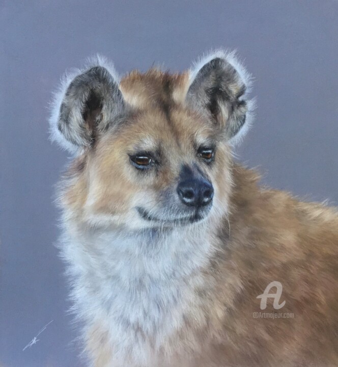 Dessin intitulée "Portrait of a hyena" par Irene_art, Œuvre d'art originale, Pastel