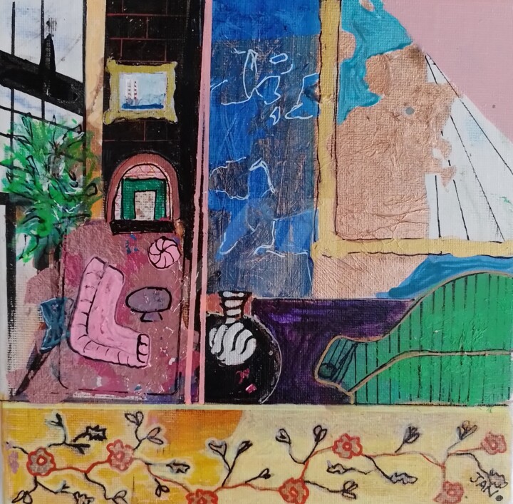Town and Country 绘画, 7.9x7.9 in