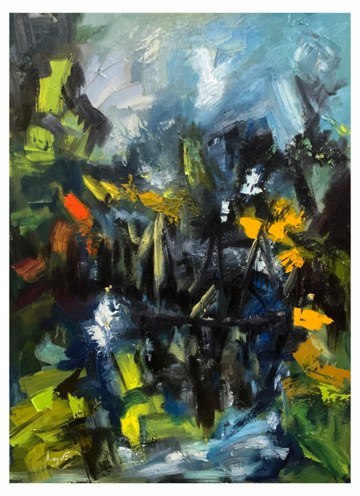 Pintura intitulada "Monsoon Wind" por Nga Tran, Obras de arte originais, Óleo