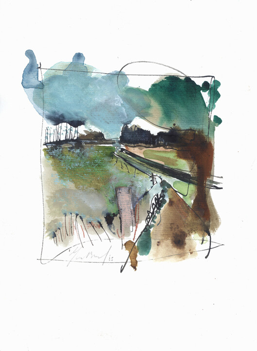 Tekening getiteld "Beyond the Bend – P…" door Isabelle Van Brussel, Origineel Kunstwerk, Aquarel