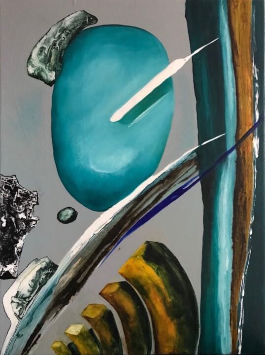 Peinture intitulée "VUE SUR MARS" par Odette Gauvreau, Œuvre d'art originale, Acrylique Monté sur Châssis en bois