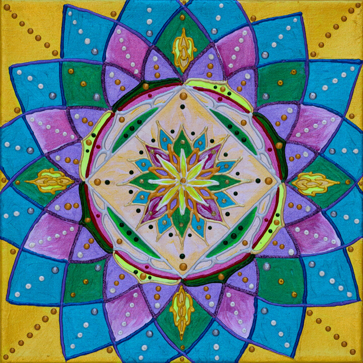 Painting titled "Expansion of the Fi…" by Vladilena Cherednichenko, Original Artwork, Acrylic Mounted on Wood Stretcher frame