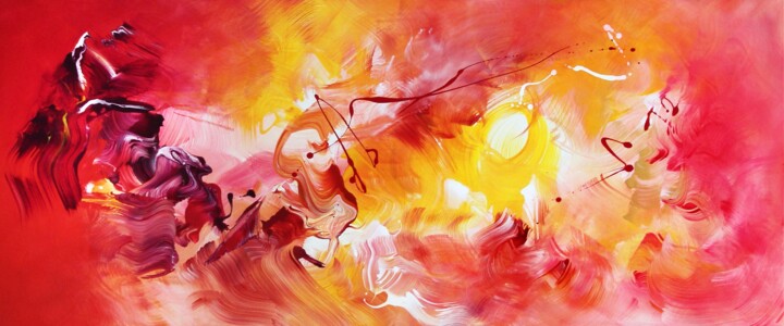 Painting titled "Quiet Flame II" by Paresh Nrshinga F R S A, Original Artwork, Acrylic Mounted on Wood Stretcher frame