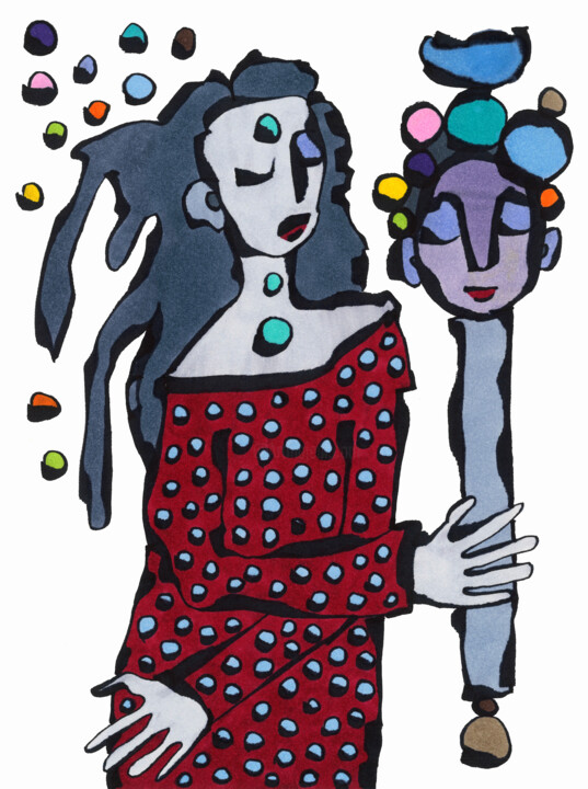 Drawing titled "Conversation with O…" by Sofi Ginger, Original Artwork, Marker
