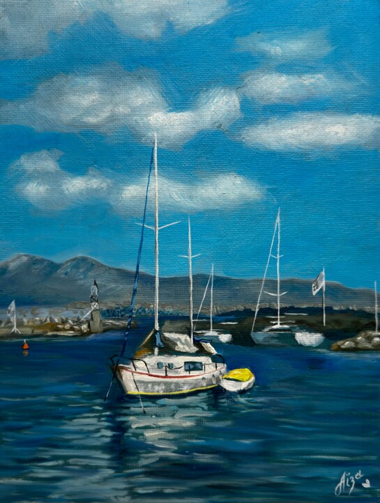 Sailing boat 绘画, 9.5x7.1 in
