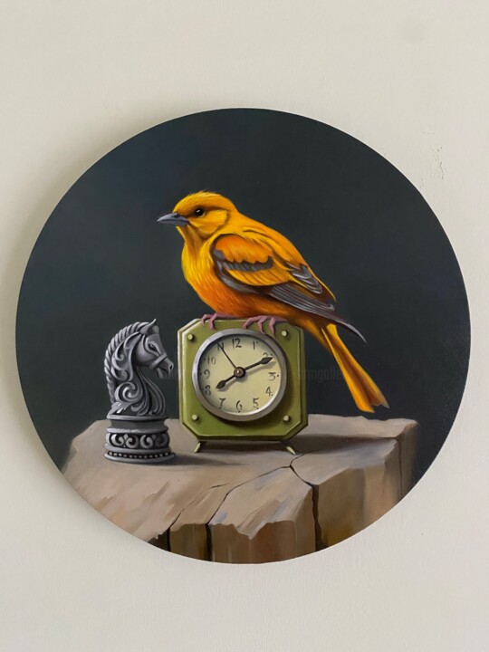 Schilderij getiteld "Stillness and Strat…" door Ara Gasparyan, Origineel Kunstwerk, Olie Gemonteerd op Frame voor houten bra…