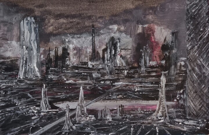 Painting titled "Destroyed and aband…" by Milto Sideris, Original Artwork, Acrylic