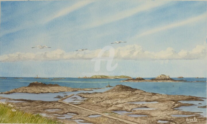 Painting titled "Dinard Saint Enogat…" by Armelle Cailly, Original Artwork, Watercolor Mounted on Cardboard