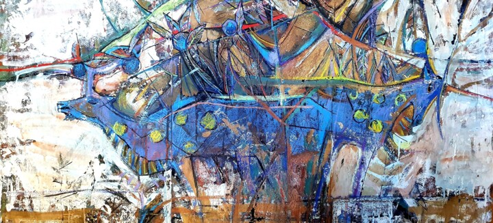The Earth 绘画, 27.6x55.1 in