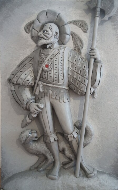 high relief "Landsknecht" 雕塑, 49.2x32.7 in