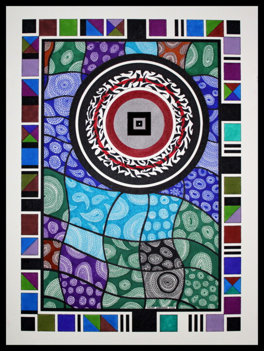 Drawing titled "ABSTRACT FOREST." by Knight Sherring, Original Artwork, Ink Mounted on Cardboard