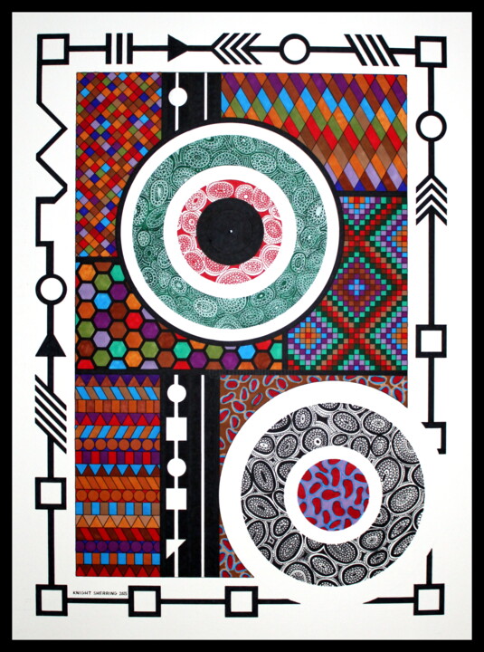 Drawing titled "ON THE BORDER." by Knight Sherring, Original Artwork, Ink Mounted on Cardboard