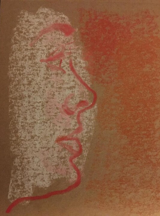 Peinture intitulée "perfil rojo" par Antonio Zugasti Cabrillo, Œuvre d'art originale, Pastel