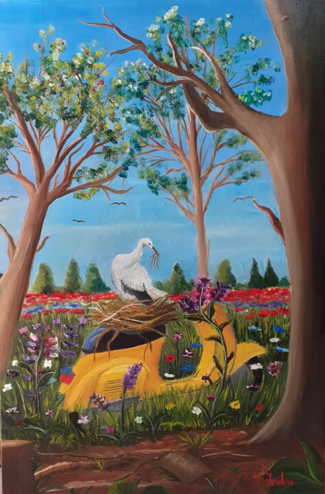 Painting titled "È  arrivata la Prim…" by Monica Zambon, Original Artwork, Oil