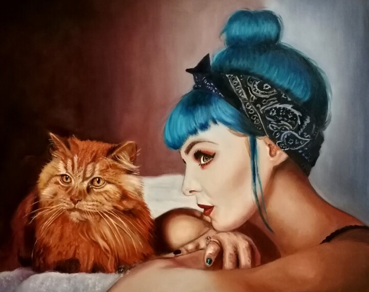 Painting titled ""She n°102" dalla s…" by Laura Segatori, Original Artwork, Oil Mounted on Wood Stretcher frame
