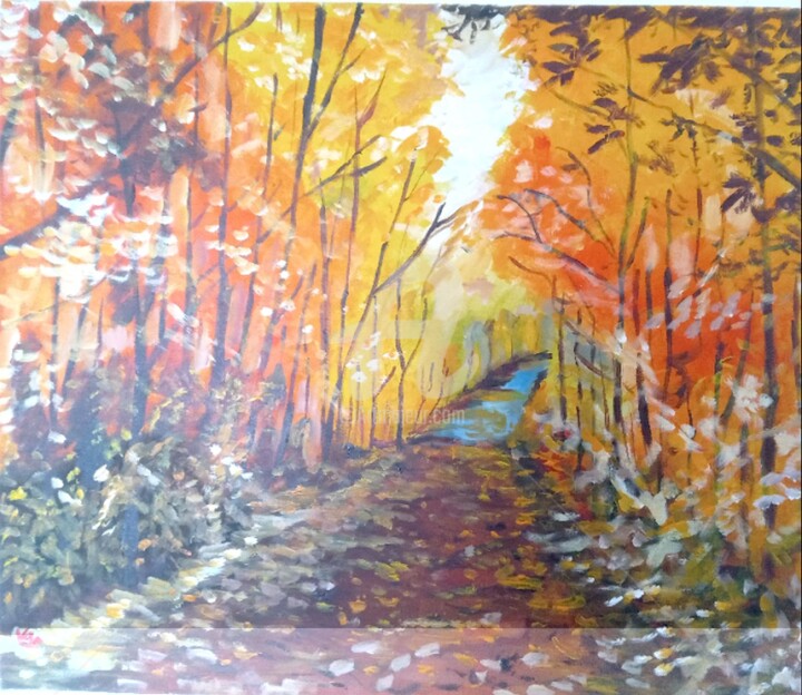 Pintura titulada "“Autumn Dance in th…" por Veronica Dinca, Obra de arte original, Acrílico