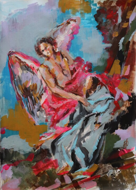 The Healing Angel 绘画, 16.5x11.7 in