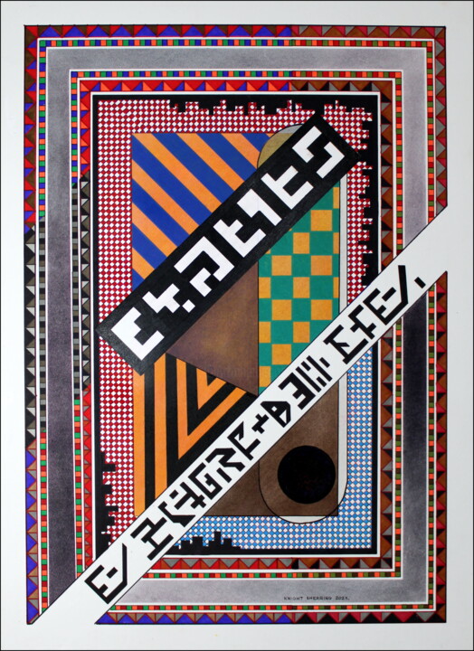 Drawing titled "SUBTITLED VISION." by Knight Sherring, Original Artwork, Ink Mounted on Cardboard