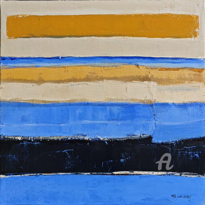 Painting titled "Sous le vent" by Sophie Dumont, Original Artwork, Oil Mounted on Wood Stretcher frame