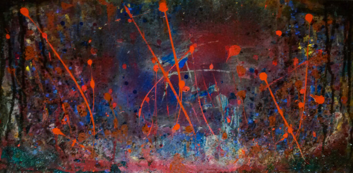 Painting titled "The Rose Path" by Antonio Bagia, Original Artwork, Acrylic Mounted on Wood Panel