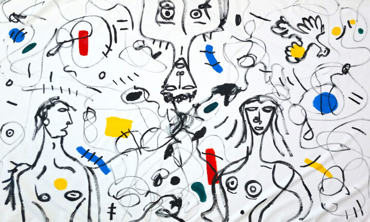 Le Triangle Amoureux Painting, 63x98 in