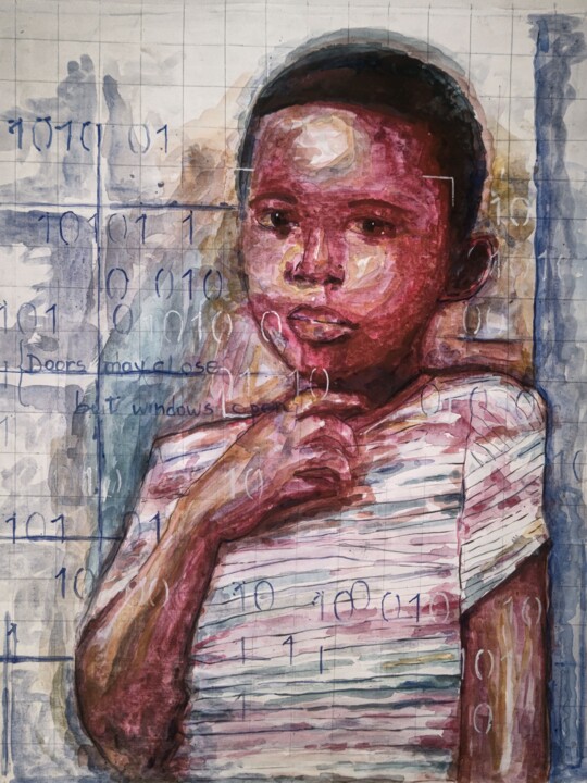 Painting titled "Le héros" by Charles Yemming, Original Artwork, Acrylic Mounted on Wood Stretcher frame