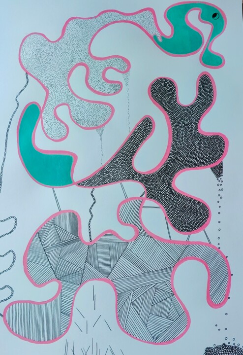 Dibujo titulada "klepsydra" por Katarzyna Mroczek, Obra de arte original, Pluma de gel