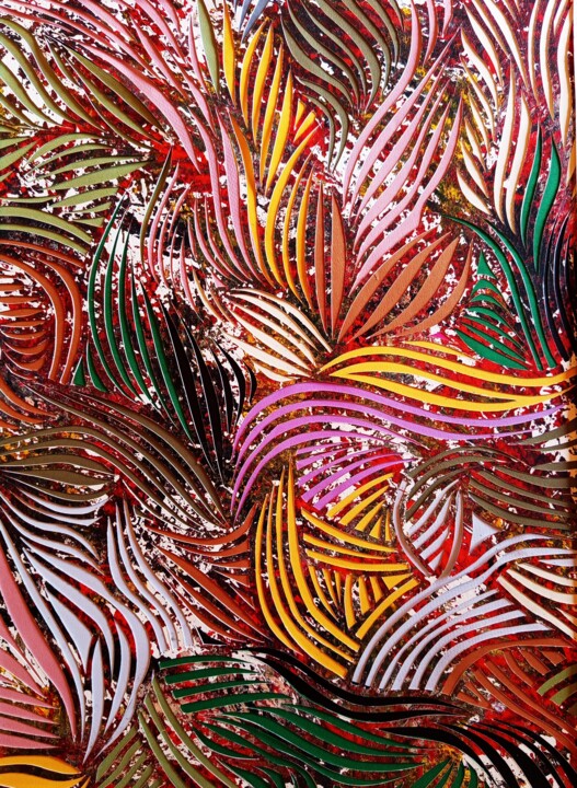 Pintura titulada "Symphonie printaniè…" por Dominique Jolivet, Obra de arte original, Collages Montado en Cartulina