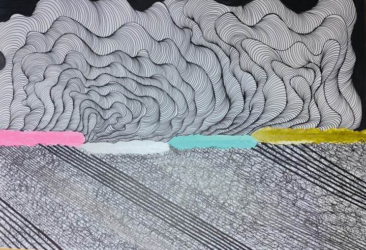 Dibujo titulada "tornado" por Katarzyna Mroczek, Obra de arte original, Pluma de gel