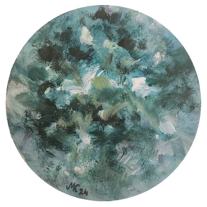 Painting titled "Blue hue abstract 0…" by Mervi Korhonen, Original Artwork, Acrylic