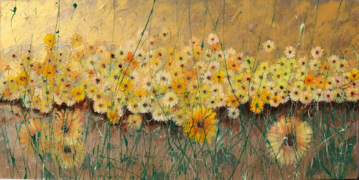 Painting titled "sunny day" by Donatella Marraoni, Original Artwork, Oil Mounted on Wood Stretcher frame