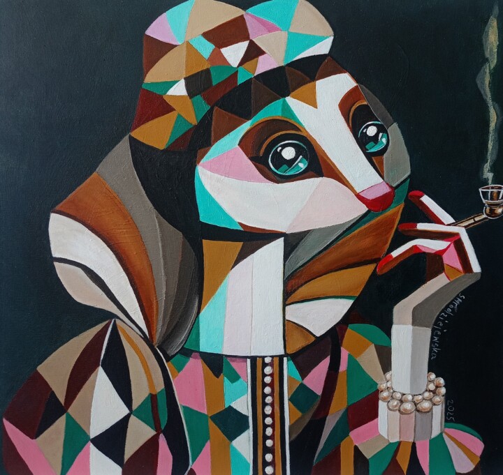 Peinture intitulée "Dama w pilotce" par Sylwia Młodziejewska, Œuvre d'art originale, Acrylique