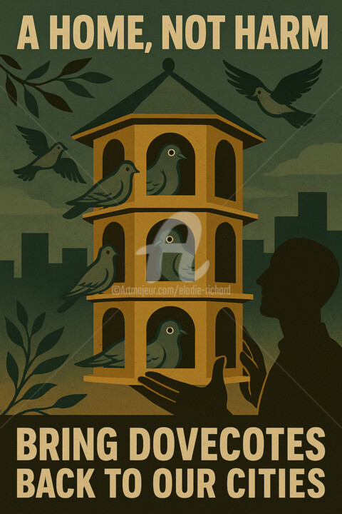 Arte digital titulada "A Home, Not Harm: B…" por Elodie M. Richard, Obra de arte original, Imagen generada por IA