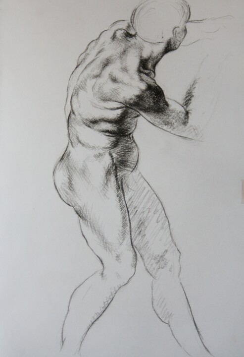Drawing titled "Studio di nudo - Da…" by Rosario Iazzetta, Original Artwork, Charcoal
