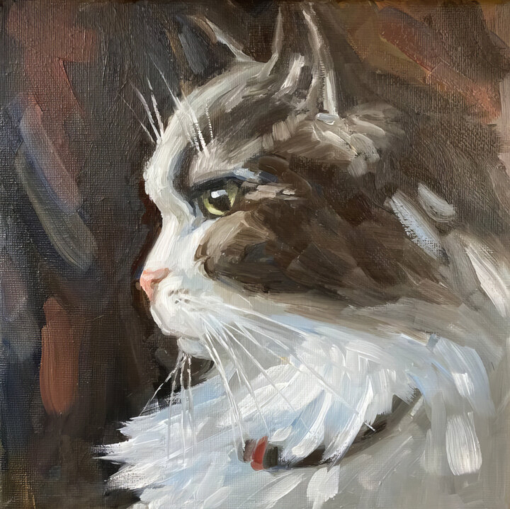 Peinture intitulée "Contemplative Whisk…" par Sultan Aubekerov, Œuvre d'art originale, Huile