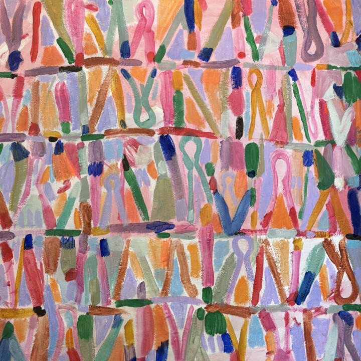 Schilderij getiteld "Colourful Life" door Penelope Van Hoorn, Origineel Kunstwerk, Acryl Gemonteerd op Frame voor houten bra…