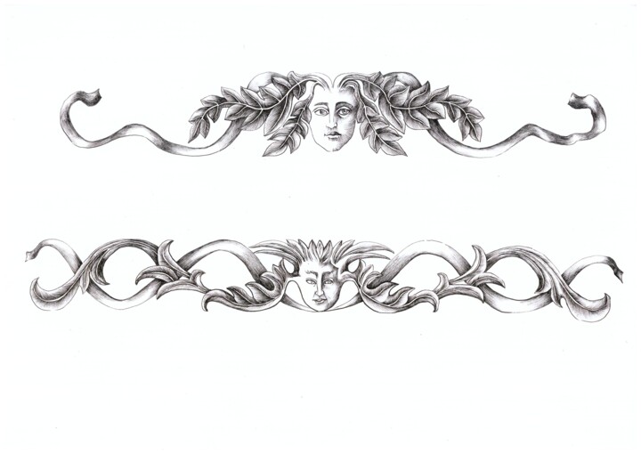 Drawing titled "Mythological orname…" by Julia Naurzalijeva, Original Artwork, Ink