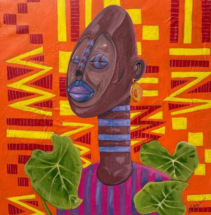 Painting titled "Clay Burst" by Ahmed Partey, Original Artwork, Acrylic
