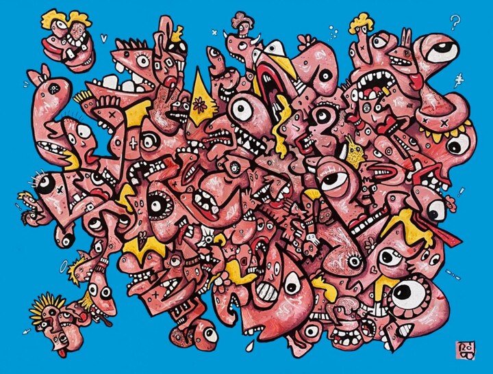 Pintura intitulada "obliques" por Frob, Obras de arte originais, Acrílico Montado em Armação em madeira
