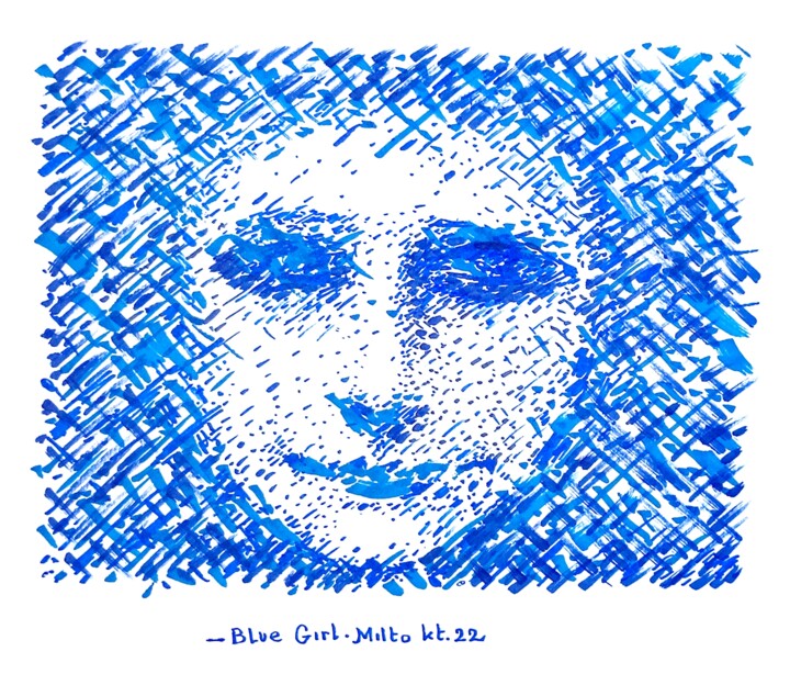 Blue girl Disegno, 8,3x11,8 in