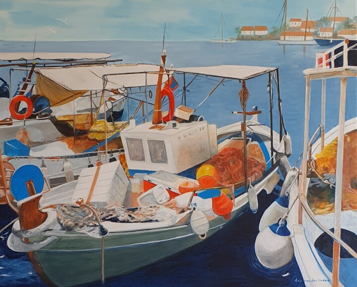 Painting titled "Greece" by Ans Van Der Linden, Original Artwork, Acrylic