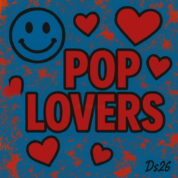Bleu Pop Lovers 绘画, 47.2x47.2 in