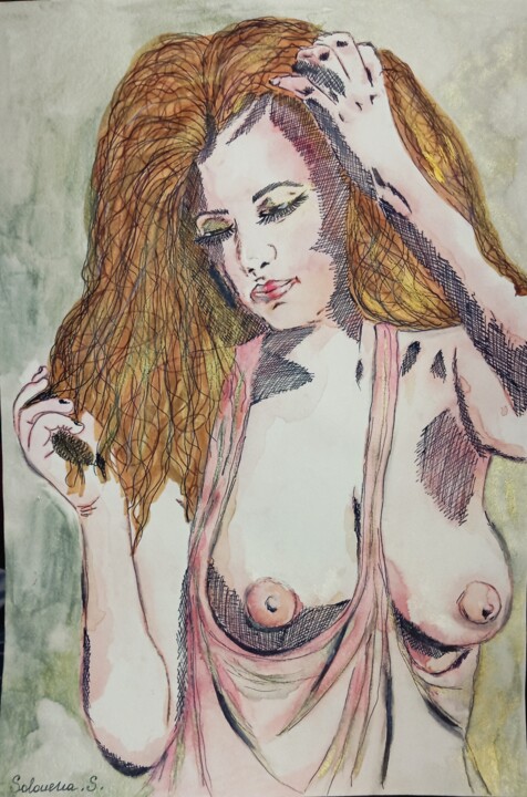 Нимфа ню Картина, 16,5x12 in
