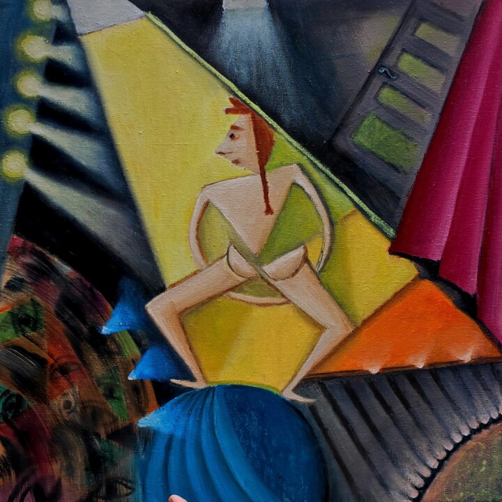 Impressive oil painting on canvas original art 绘画, 19.7x19.7 in