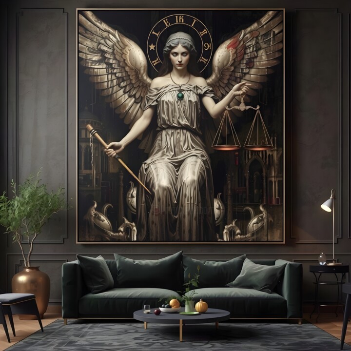 La balance de la justice 绘画, 59.1x59.1 in