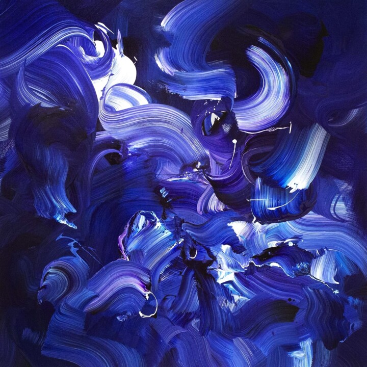 Schilderij getiteld "Skyfall" door Paresh Nrshinga F R S A, Origineel Kunstwerk, Acryl Gemonteerd op Frame voor houten branc…