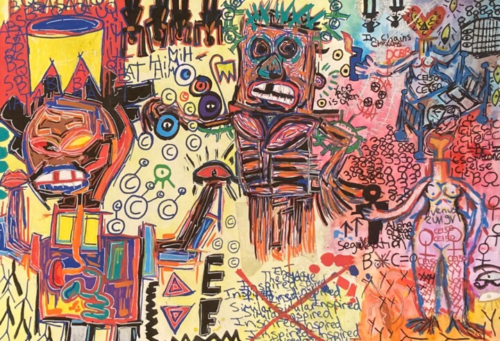 Basquiat hambles bacon Schilderij, 16,5x11,7 in